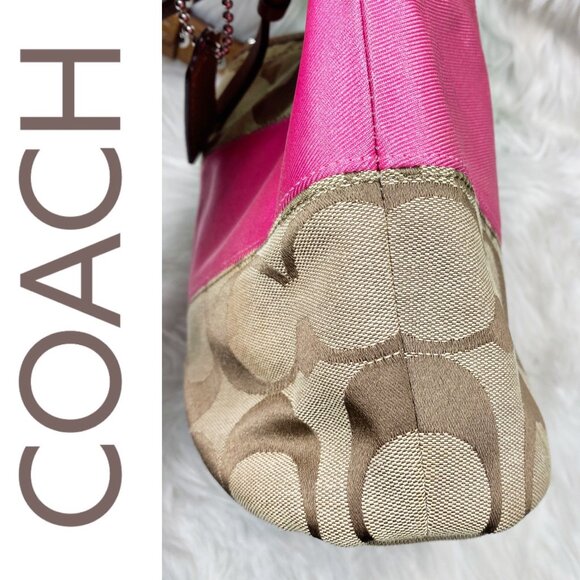 COACH Y2K SIGNATURE STRIPE PINK RUGBY DUFFLE BUCKET SHOULDER CROSSBODY BAG - Picture 15 of 16